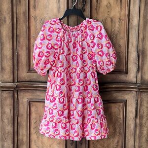 Zara Girls NWOT Floral Tiered Puff Sleeve Dress Pink Lavender White 11/12 10/12